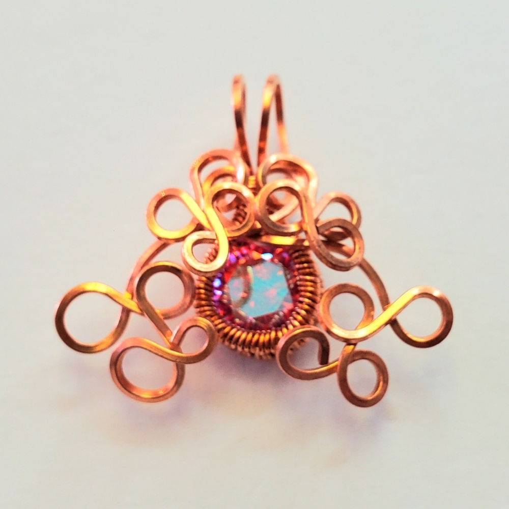 Electroplated cubic zirconia wire wrap necklace